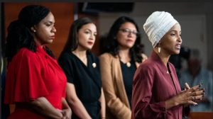 Photo of From left: Ayanna Pressley, Alexandria Ocasio-Cortez, Rashida Tlaib and Ilhan Omar